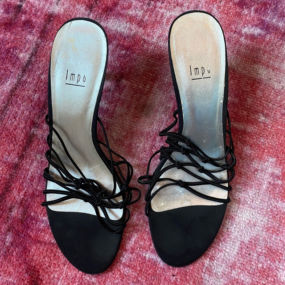 Black kitten heel with elastic straps size 8.5